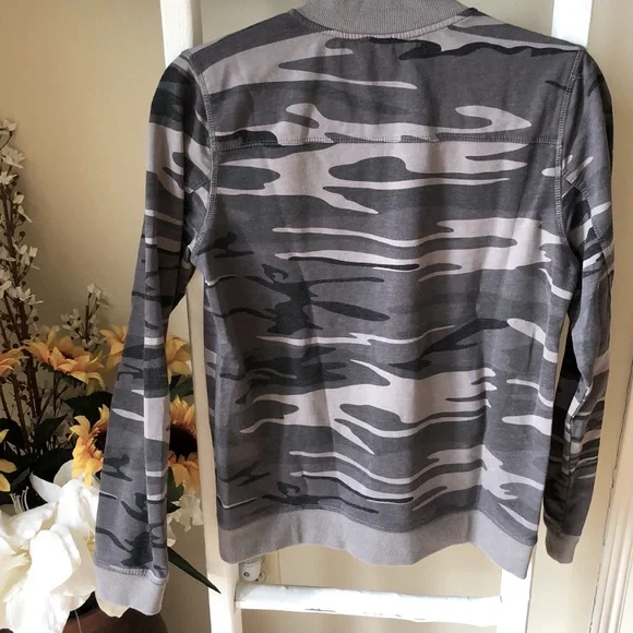 Z Supply Grey Camouflage Zip Up Sweatshirt Jacket. Size Small - Picture 3 of 4